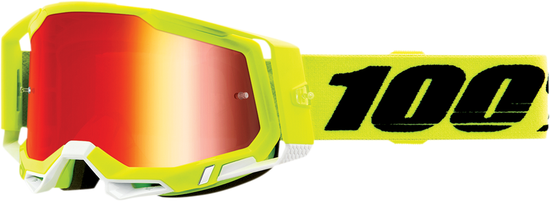 100% Racecraft 2 Goggles - Fluo Yellow - Red Mirror