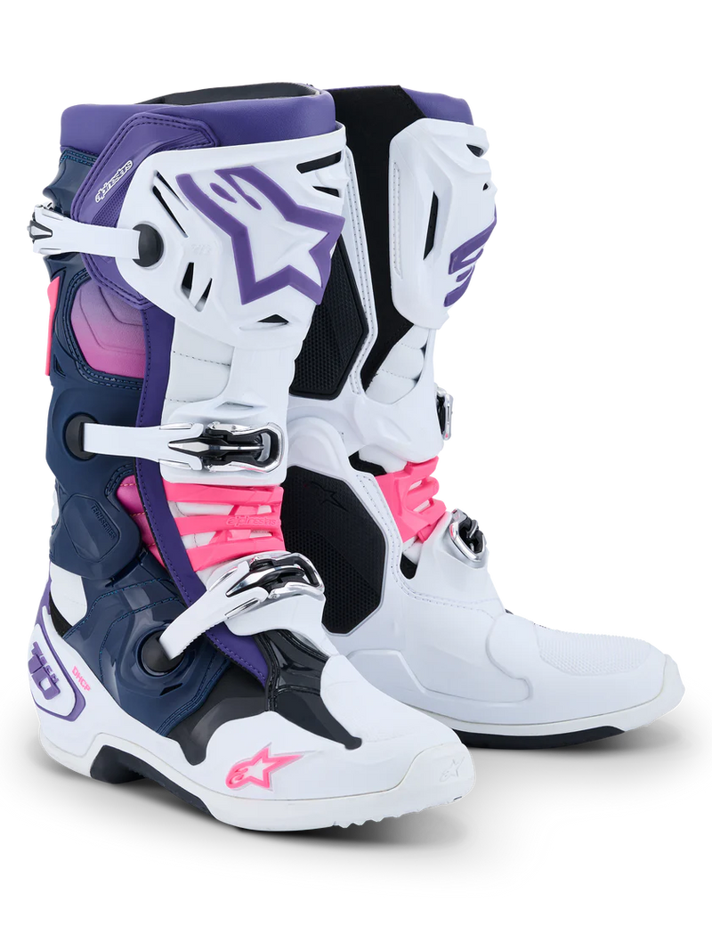 Alpinestars Tech 10 Boots - White/Violet/Navy Blue/Pink Fluo - MX26