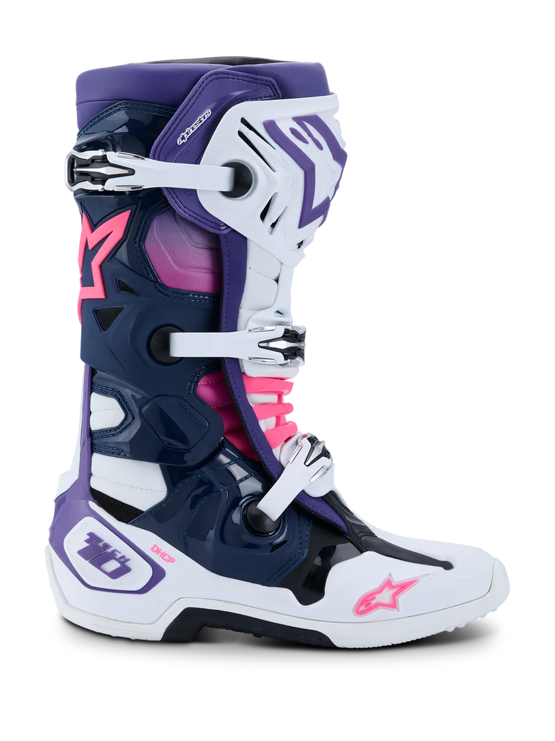Alpinestars Tech 10 Boots - White/Violet/Navy Blue/Pink Fluo - MX26