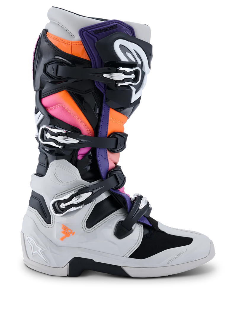 Alpinestars Tech 7 Boots - Black/Light Gray/Orange Fluo/Magenta - MX26