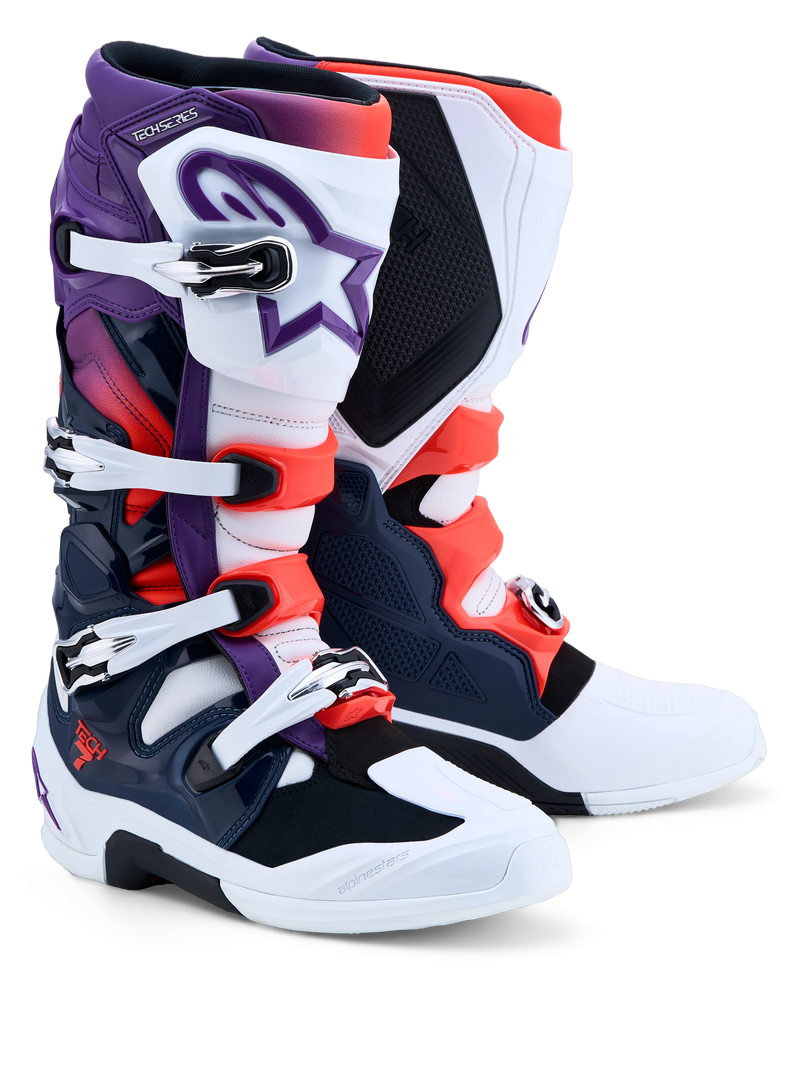 Alpinestars Tech 7 Boots - Purple/White/Dark Blue/Red Fluo