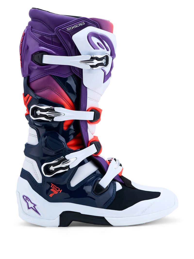 Alpinestars Tech 7 Boots - Purple/White/Dark Blue/Red Fluo