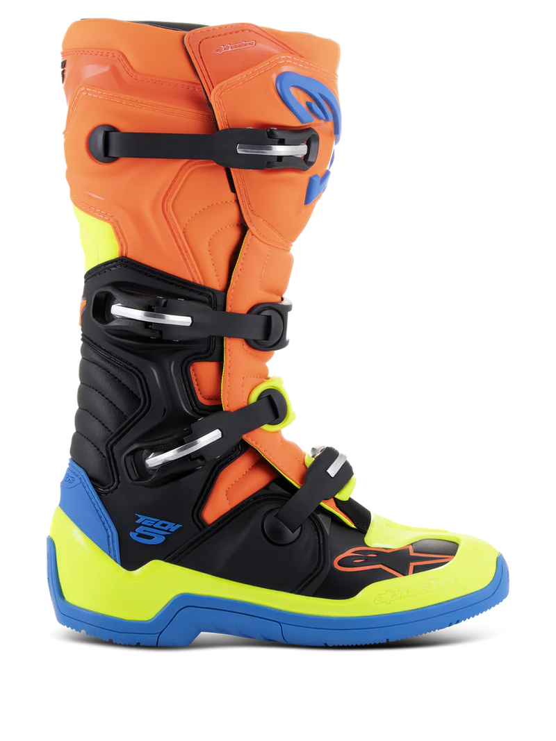 Alpinestars Tech 5 Boots - Orange Fluo/Enamel/Blue/Yellow Fluo CLOSEOUT