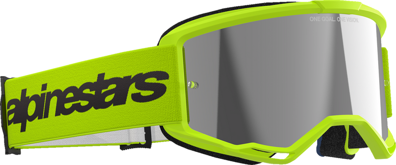 Alpinestars Vision 3 Wordmark Goggles - Yellow Fluo - Silver Mirror