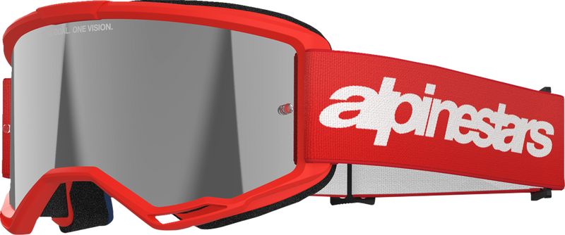 Alpinestars Vision 3 Wordmark Goggles - Red - Silver Mirror