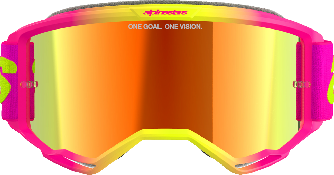 Alpinestars Vision 5 Wordmark Goggles - Pink/Yellow Fluo - Red Mirror