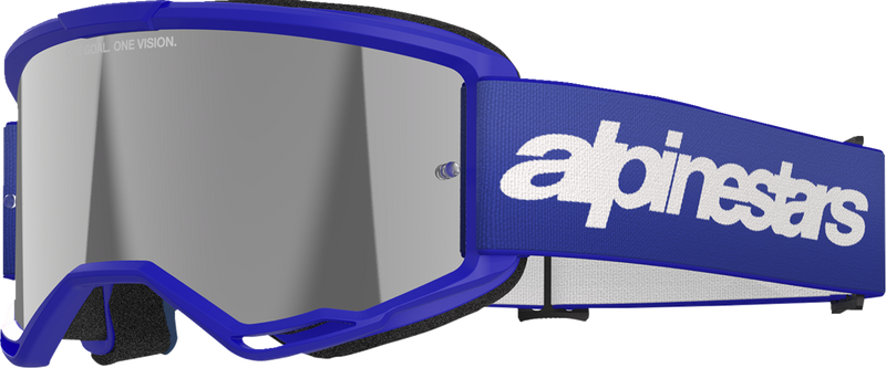 Alpinestars Vision 3 Wordmark Goggles - Blue - Silver Mirror
