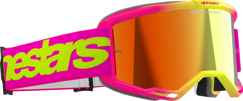 Alpinestars Vision 5 Wordmark Goggles - Pink/Yellow Fluo - Red Mirror