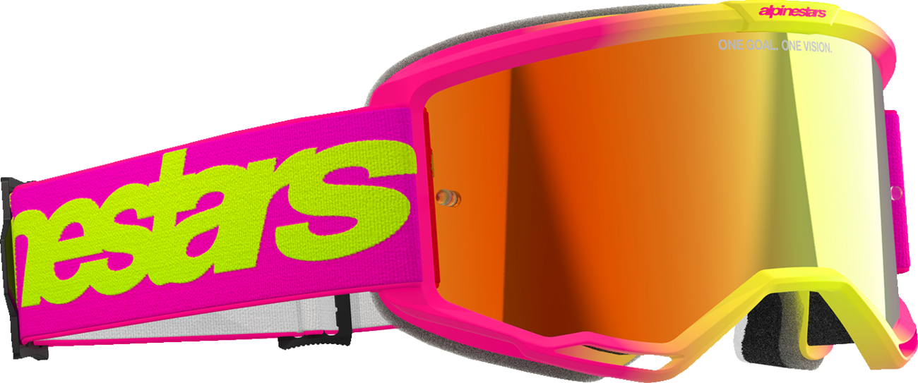 Alpinestars Vision 5 Wordmark Goggles - Pink/Yellow Fluo - Red Mirror