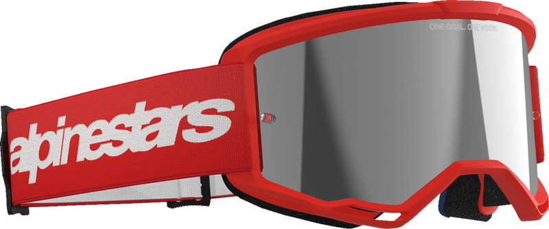 Alpinestars Vision 3 Wordmark Goggles - Red - Silver Mirror