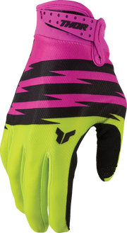 THOR Youth Launchmode Shockie Gloves - Acid/Fuchsia - Medium 3332-2308