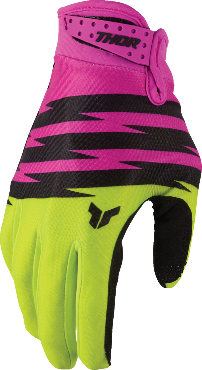 THOR Youth Launchmode Shockie Gloves - Acid/Fuchsia - Medium 3332-2308