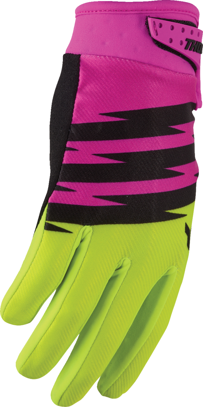 THOR Youth Launchmode Shockie Gloves - Acid/Fuchsia - Medium 3332-2308