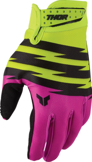 THOR Youth Launchmode Shockie Gloves - Acid/Fuchsia - Medium 3332-2308