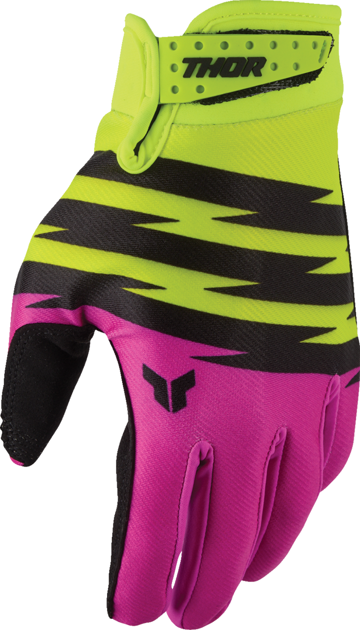 THOR Youth Launchmode Shockie Gloves - Acid/Fuchsia - Medium 3332-2308