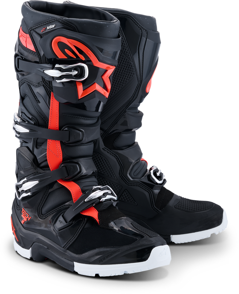 Alpinestars Tech 7 Enduro Drystar Boots - Black/Red Fluo/White - MX26