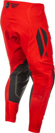 Red motocross pants with black accents on a white background