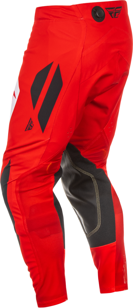 Red motocross pants with black accents on a white background