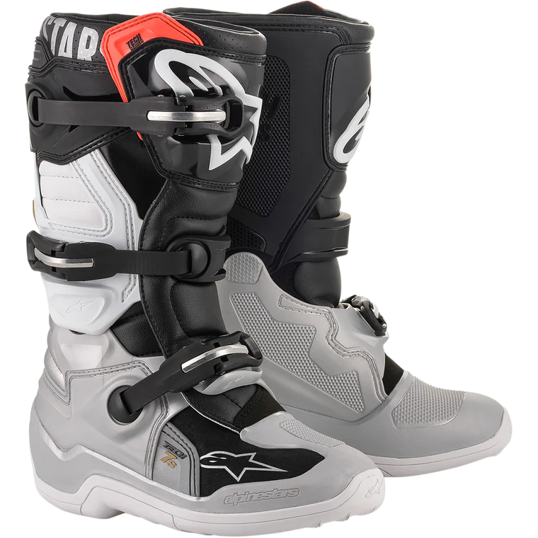 Alpinestars Youth Tech 7S Boots - Black/Silver/White/Gold