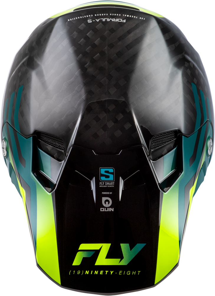 black and lime green motorcycle helmet Fly Racing Formula S Carbon Byte Helmet Black Carbon/Teal/Lime Md