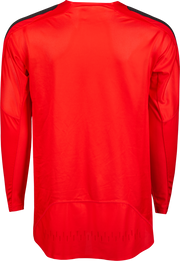Red long-sleeve shirt on a white background