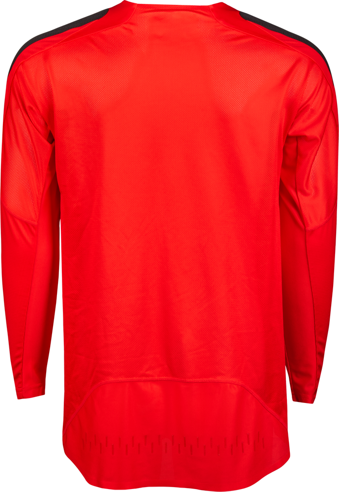 Red long-sleeve shirt on a white background