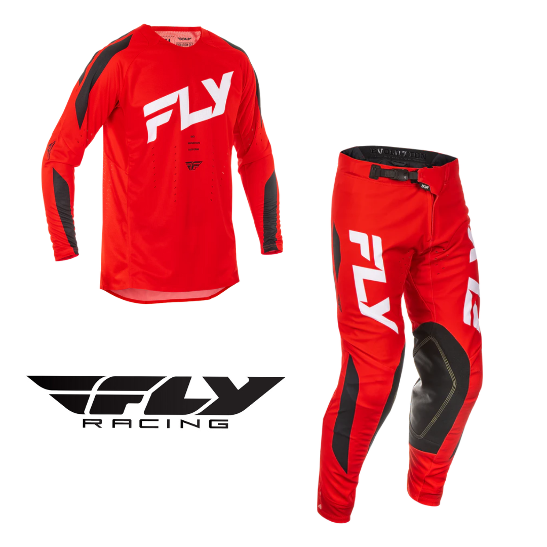Fly Racing Evolution DST Pant/Jersey Combo - Red/White/Black 2025 Fly Racing Evolution DST Pant/Jersey Combo - Red/White/Black 2025