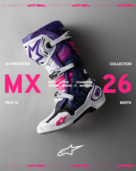 Alpinestars Tech 10 Boots - White/Violet/Navy Blue/Pink Fluo - MX26