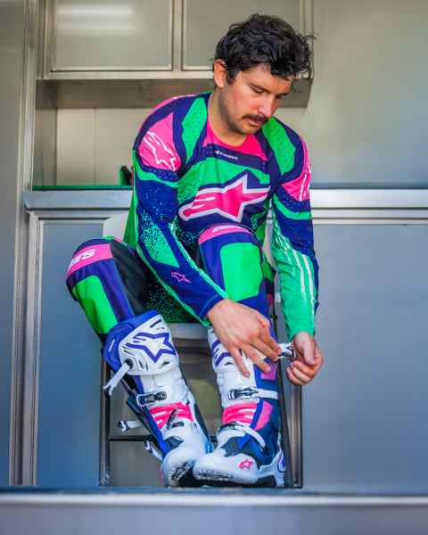 Alpinestars Tech 10 Boots - White/Violet/Navy Blue/Pink Fluo - MX26
