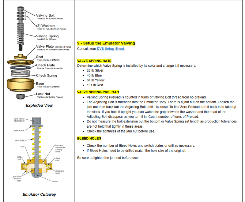 Race Tech Gold Valve Fork Cartridge Emulator Kit - CRF/KLX/TTR 110