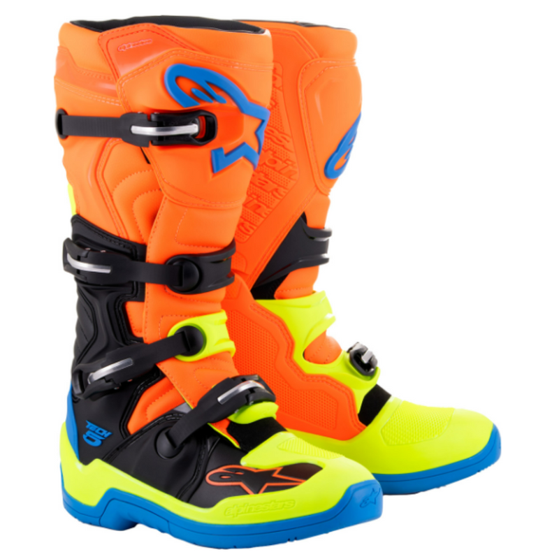 Alpinestars Tech 5 Boots - Orange Fluo/Enamel/Blue/Yellow Fluo CLOSEOUT