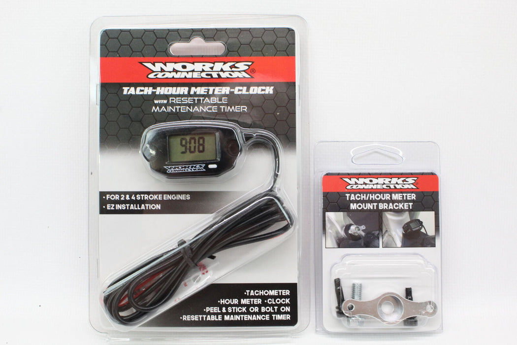 Works Connection Tach/Hour Meter with Resettable Maintenance Timer