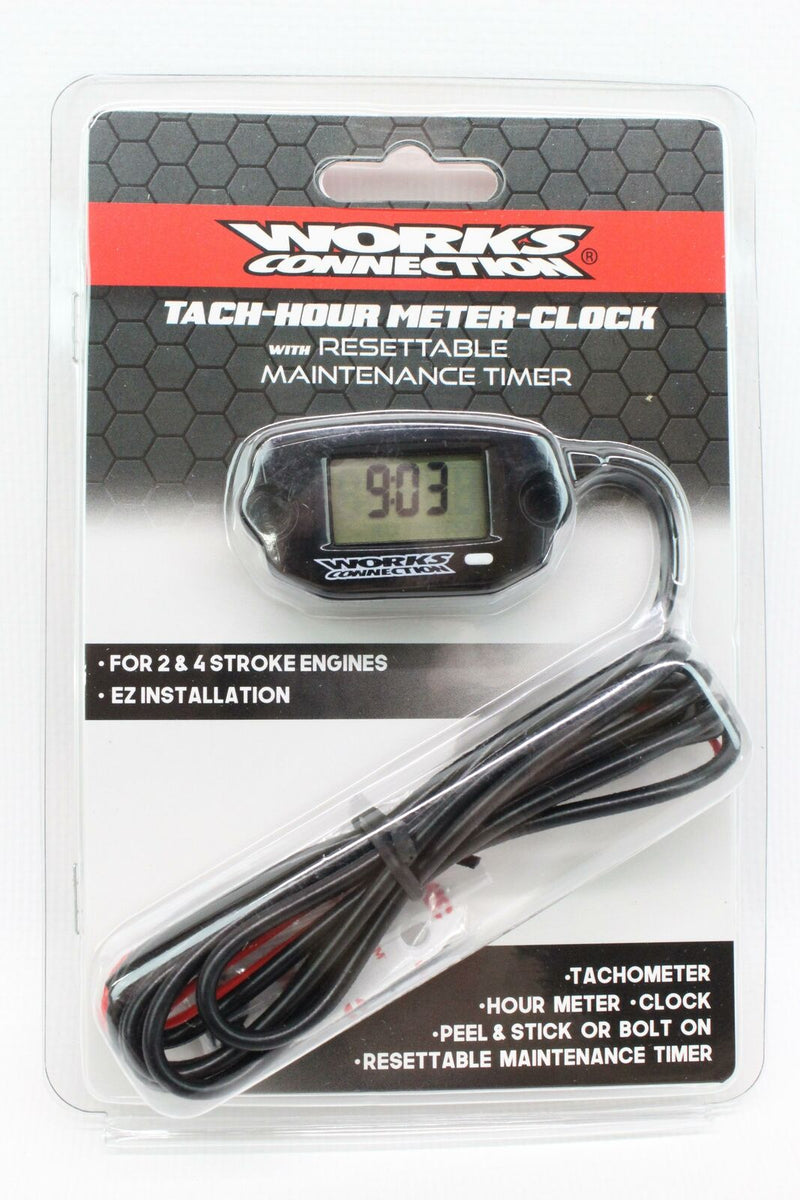 Works Connection Tach/Hour Meter with Resettable Maintenance Timer